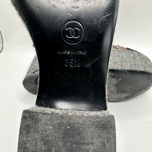 Chanel 15K Lace up Multicolor Sz 35 1/2 US 5 1/2 Black Tweed  Platform Oxford - Picture 8 of 10